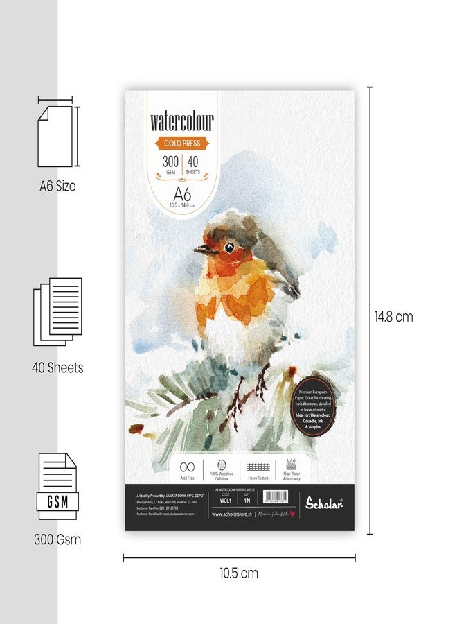 Scholar Watercolour Cold Pressed Loose Sheets - 300 GSM Thick Artist Paper | High Absorbance Surface | Premium Watercolor Paper for Washes, Detailing, Illustration & Professional Art Practice (A6) (Portrait) - Image 2